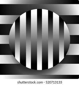 Contrasty black and white illustration with circle over background. Vector.