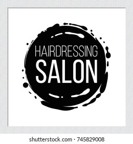 Contrasty hairdressing salon vector hand drawn fashion sketch. Illustration for decoration, business identity beauty salons, shops. Isolated element on white backdrop in wooden frame.