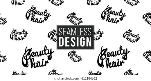 Contrasty seamless pattern with beauty hair for beauty salons or shops. Inspired by fashion professional hairdressers tools. Vector background with isolated elements on white backdrop.