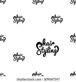 Contrasty seamless pattern with hair styling for beauty salons or shops. Inspired by fashion professional hairdressers tools. Vector background with isolated elements on white backdrop.
