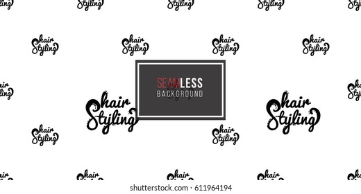 Contrasty seamless pattern with hair styling for beauty salons or shops. Inspired by fashion professional hairdressers tools. Vector background with isolated elements on white backdrop.