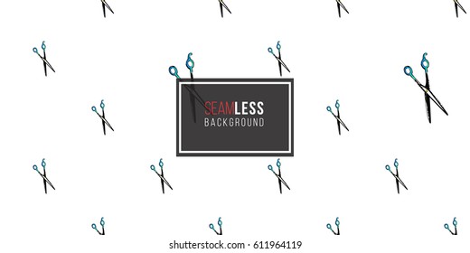 Contrasty seamless pattern with hairdressing scissors for beauty salons or shops. Inspired by fashion professional hairdressers tools. Vector background with isolated elements on white backdrop.