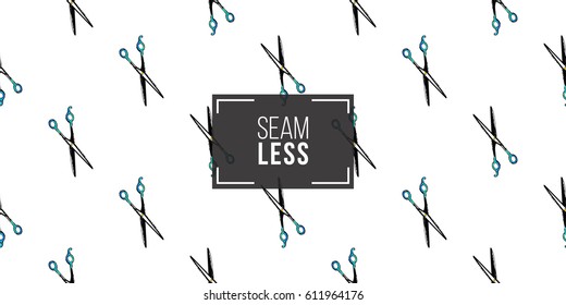 Contrasty seamless pattern with hairdressing scissors for beauty salons or shops. Inspired by fashion professional hairdressers tools. Vector background with isolated elements on white backdrop.