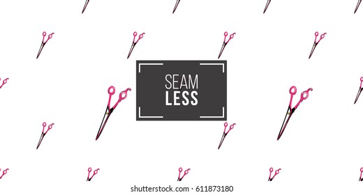 Contrasty seamless pattern with scissors for beauty salons or shops. Inspired by fashion professional hairdressers tools. Vector background with isolated elements on white backdrop.