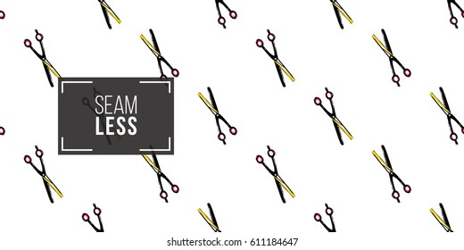 Contrasty seamless pattern with thinning scissors for beauty salons or shops. Inspired by fashion professional hairdressers tools. Vector background with isolated elements on white backdrop.