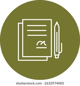 Contrat Documents Vector Line Circle Icon Design