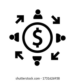 contribute crowd donation symbol vector. money vector icon. vector illustration