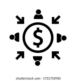 contribute crowd donation symbol vector. money vector icon. vector illustration