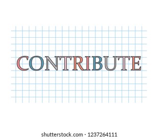 contribute word on checkered paper texture- vector illustration
