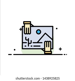 Contribution, Distribution, Dividend, Image, Photo  Business Flat Line Filled Icon Vector Banner Template