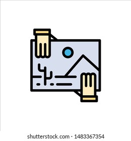 Contribution, Distribution, Dividend, Image, Photo  Flat Color Icon. Vector icon banner Template