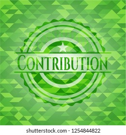 Contribution green emblem with mosaic ecological style background