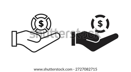 Contribution icons set. Simple line vector illustration