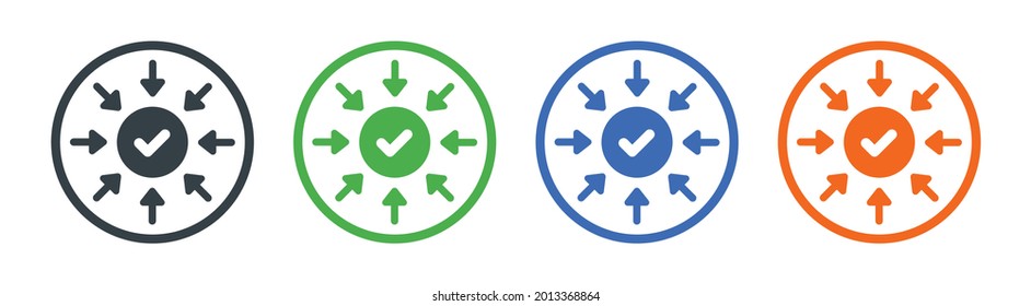 Contribution vector icon. Gather and collect symbol. Bring together in selected place concept.