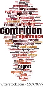 Contrition word cloud concept. Collage made of words about contrition. Vector illustration 