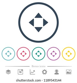 Control arrows flat color icons in round outlines. 6 bonus icons included.