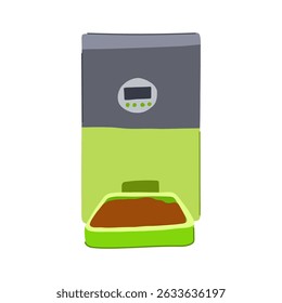 control automatic pet feeder cartoon. digital cat, dog wifi, app schedule control automatic pet feeder sign. isolated symbol vector illustration