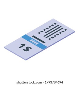 Icono de la entrada de bus de control. Isometric, icono vectorial del boleto de bus de control para diseño web aislado en fondo blanco