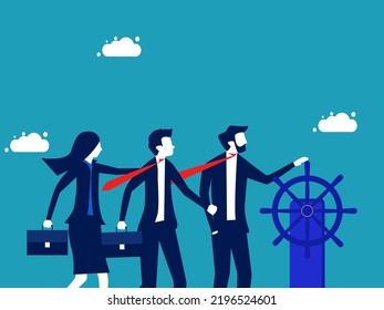 Control the business. business man leader controls the steering wheel