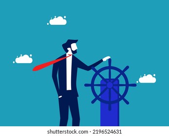 Control the business. business man leader controls the steering wheel
