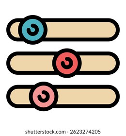 Control buttons icon. Outline control buttons vector icon color flat isolated