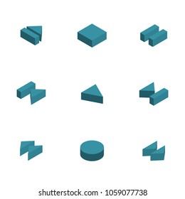 Control buttons player, isolated on white background. Flat 3D isometric style, vector illustration.