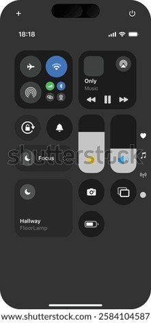 Control center for iphone icon isolated on background. Screen buttons symbol modern, simple, vector, icon for website design, mobile app, ui. Vector Illustration