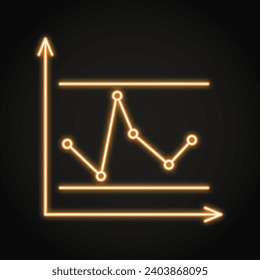 Icono de línea de neón de gráfico de control. Instrumento de control de calidad, diagrama de comportamiento de procesos. Ilustración del vector