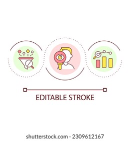 Control collected data loop concept icon. Information analytics for business. Safety abstract idea thin line illustration. Isolated outline drawing. Editable stroke. Arial font used