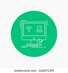 Control, computer, monitor, remote, smart White Line Icon in Circle background. vector icon illustration