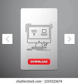 Control, computer, monitor, remote, smart Line Icon in Carousal Pagination Slider Design & Red Download Button