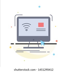 Control, computer, monitor, remote, smart Flat Color Icon Vector