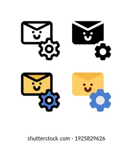 control configuration cute email character Icon, Logo, and illustration Vector