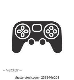 control console, game joystick icon, play gamepad, flat vector illustration