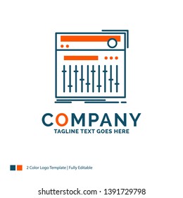 Control, controller, midi, studio, sound Logo Design. Blue and Orange Brand Name Design. Place for Tagline. Business Logo template.
