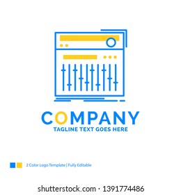 Control, controller, midi, studio, sound Blue Yellow Business Logo template. Creative Design Template Place for Tagline.