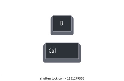 Control (Ctrl) and B computer key button vector isolated on white background. Ctrl+B for change selected text to be bold.