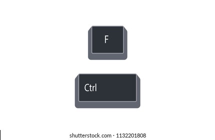 Control (Ctrl) and F computer key button vector isolated on white background. Ctrl+F for open find.