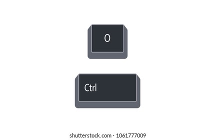 Control (Ctrl) and O computer key button vector isolated on white background. Ctrl+O for open file. eps.10.
