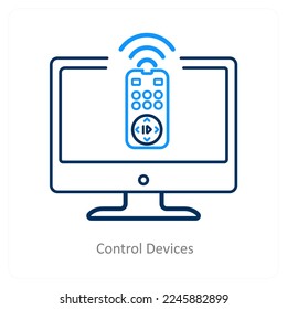 Control Devices and battery icon concept