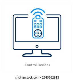 Concepto de icono de dispositivos de control y batería
