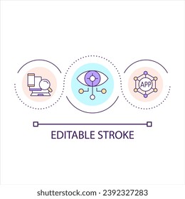 Control of devices connected to network loop concept icon. Security on internet network abstract idea thin line illustration. Isolated outline drawing. Editable stroke