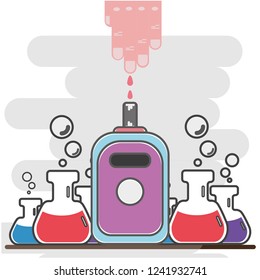 Control of diabetes. Using a blood glucose meter. Flat icon.