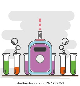 Control of diabetes. Using a blood glucose meter. Flat icon.