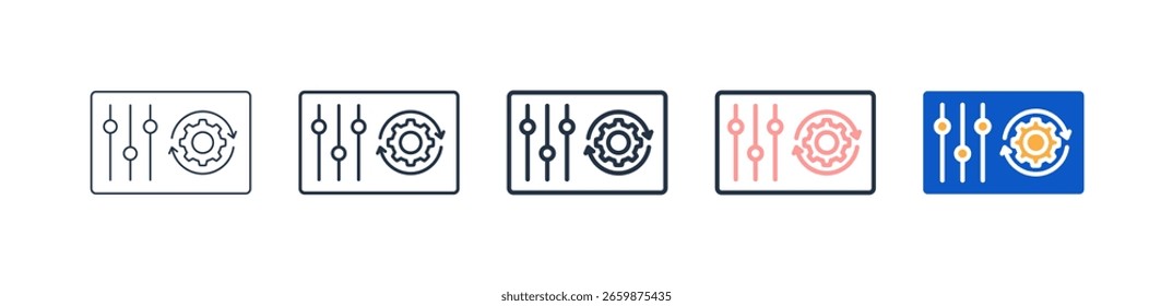 Controlar ícones de estilo diferentes definir ilustração de vetor.