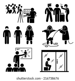 Control Diseases Virus Transmission Prevention Outbreak Stick Figure Pictogram Icons
