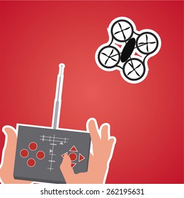 Control drone four helix   on red background