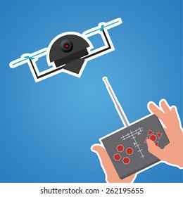Control drone two helices on a blue background
