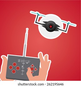 Control drone two helix   on red background
