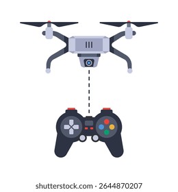control drone using game joystick. flat illustration.